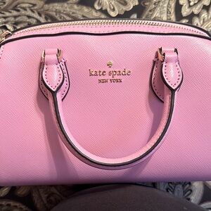 kate spade pink Saffiano-style Leather Satchel with Gold Hardware